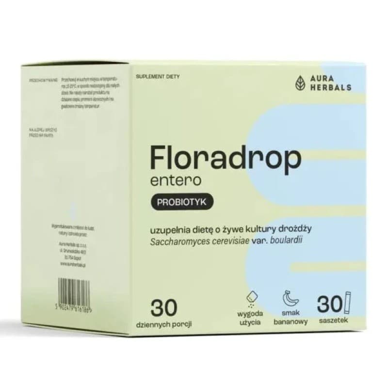Aura Herbals - Floradrop Entero, probiotisk jäst – Aura Herbals förpackning