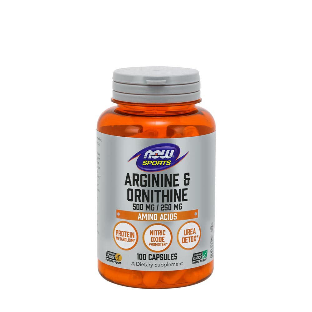 NOW Foods - Arginine & Ornithine - 100 Veg Capsules – NOW Foods förpackning