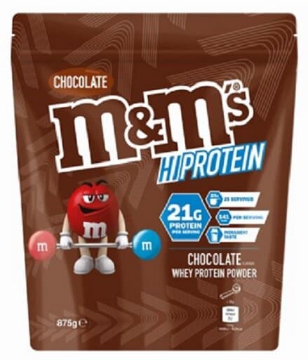 M&M's - HiProtein vassleproteinpulver - 875 g – M&M's förpackning