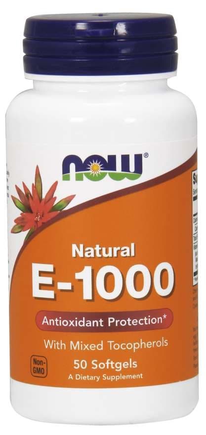 NOW Foods - Vitamin E-1000 Natural Mixed Tocopherols - 50 Sgels – NOW Foods förpackning
