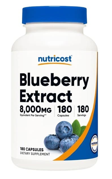 Nutricost - Blåbärsextrakt - 180 kapslar – Nutricost emballage