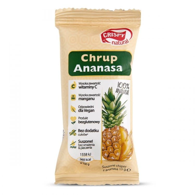 Crispy Natural - Pineapple Chips - 15g – Crispy Natural förpackning