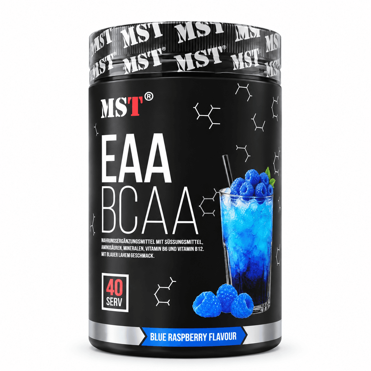 MST - EAA och BCAA - Blå hallon, 520 g – MST förpackning