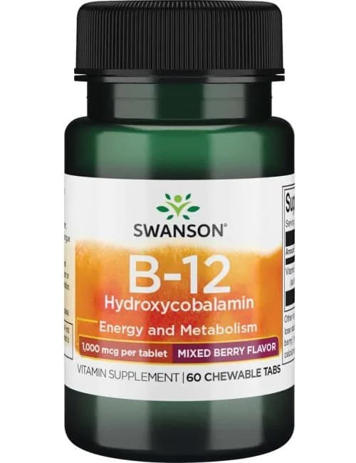 Swanson - B-12 Hydroxycobalamin - 60 Gummies Tabs – Swanson förpackning
