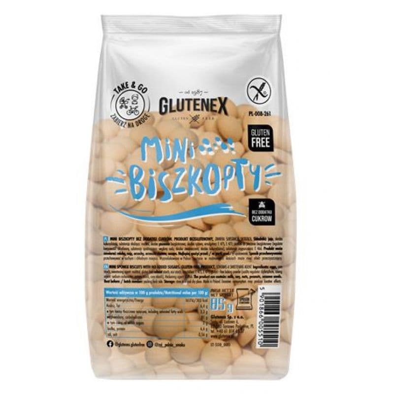 Glutenex - Mini Biscuits - 85g – Glutenex förpackning