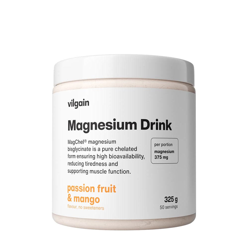 Vilgain Magnesiumdrik - Mango Passion Fruit - 325 g – Vilgain emballage