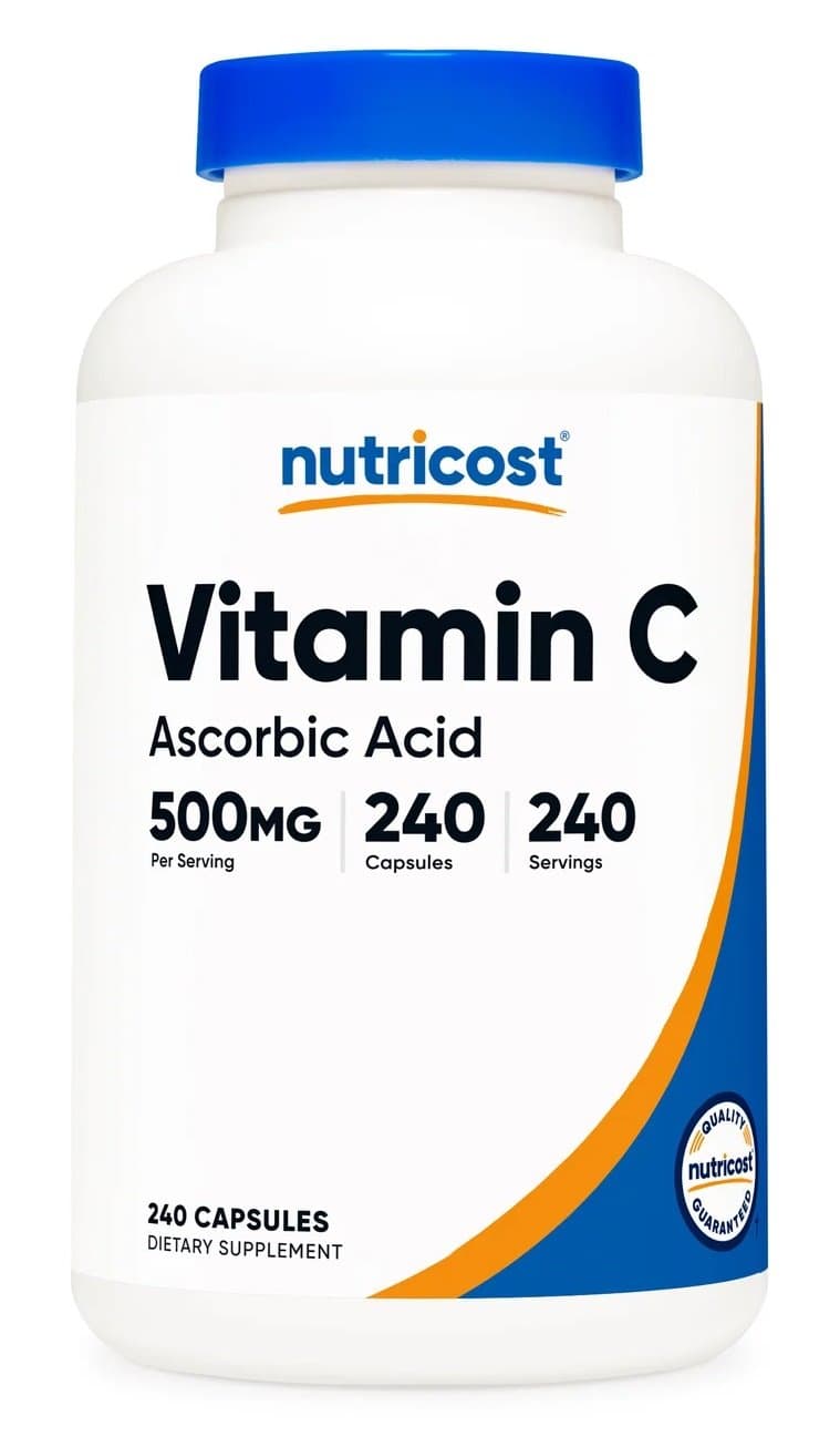 Nutricost - Vitamin C Ascorbic Acid 500mg - 240 Capsules – Nutricost förpackning