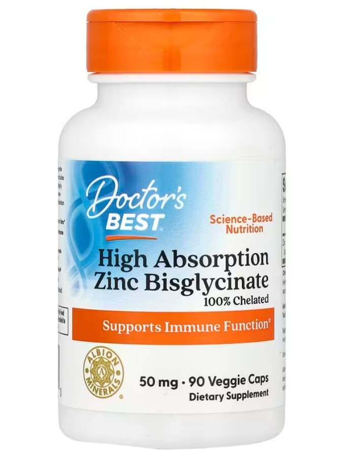 Doctor's Best - High Absorption Zinc Bisglycinate - 90 Vcaps – Doctor's Best förpackning