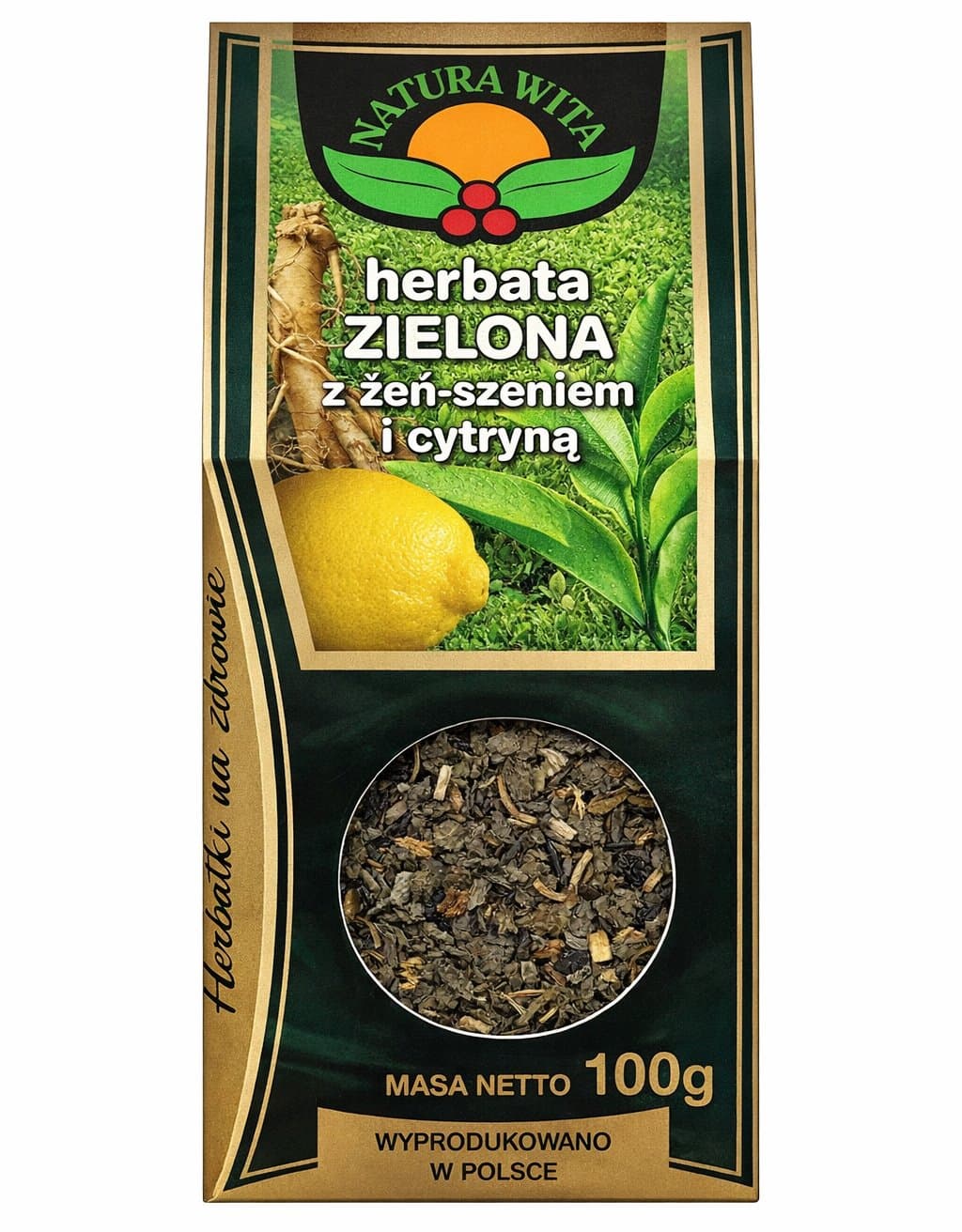 NATURA-WITA - Green Tea With Ginseng And Lemon - 100g – Natura-Wita förpackning