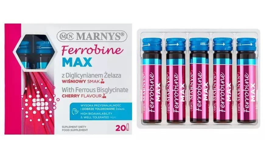 MARNYS - Ferrobine MAX 20 fiolek x 10 ml – MARNYS förpackning