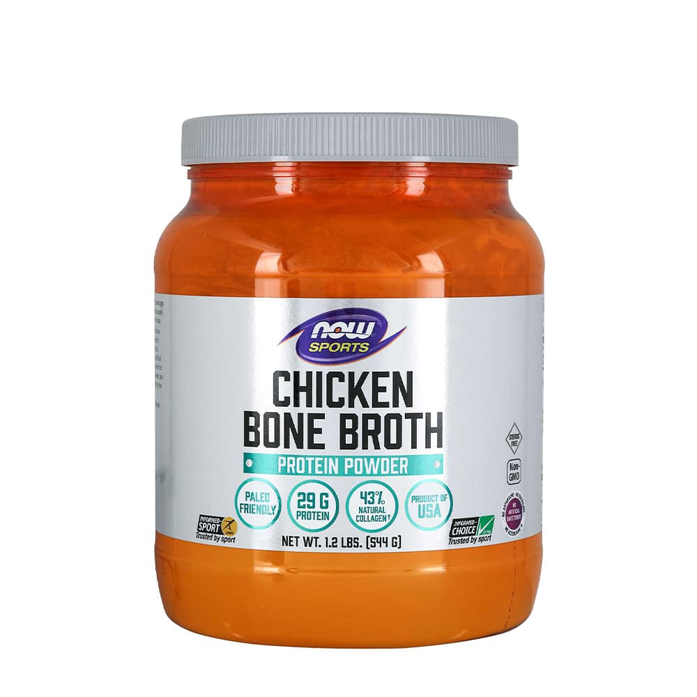 NOW Foods - Chicken Bone Broth Protein Powder - 1.2 lbs – NOW Foods förpackning