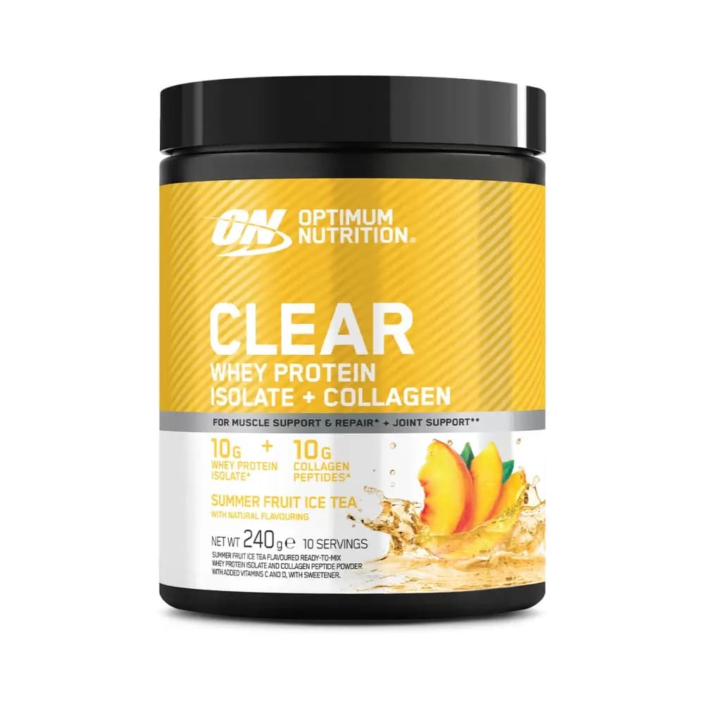 Optimum Nutrition - Clear Whey Protein Isolaatti + Kollageeni – Optimum Nutrition pakkaus