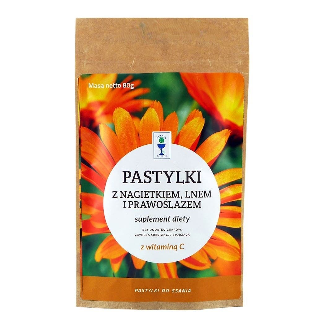 Planta-Lek - Caramels With Calendula, Flax And Marshmallow Sugar-Free 80g – Planta-Lek förpackning