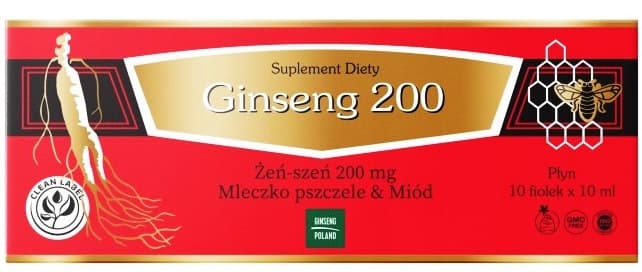 Ginseng Polen - Ginseng 200 Ginseng + Kongelig Gelé + Honning 10X10ml Ampuller – Ginseng Poland packaging