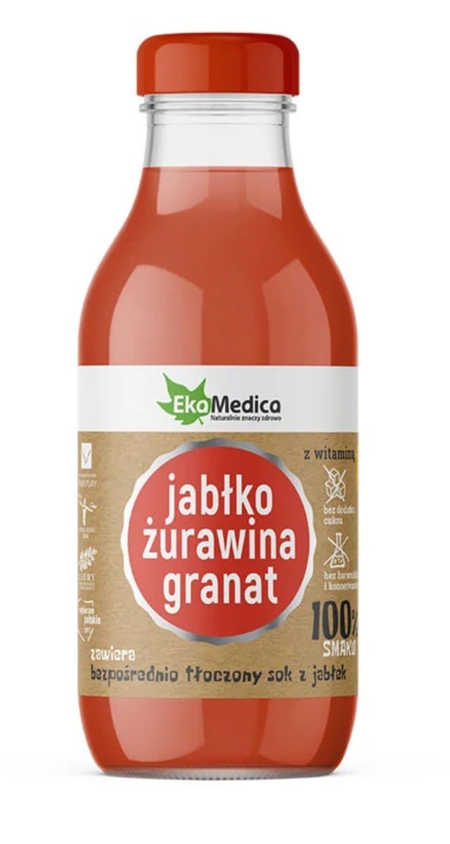 Eka Medica - Apple Cranberry Pomegranate Juice - 300ml – Eka Medica förpackning