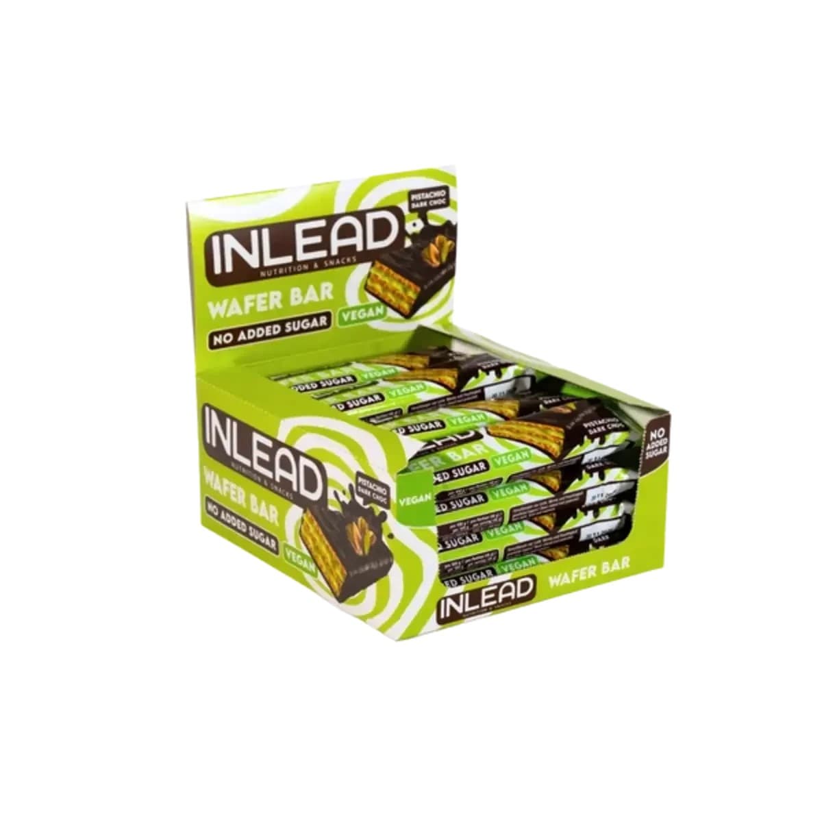 Inlead - Vaffelbar - Pistacie og mørk chokolade, 15 × 45 g – emballage