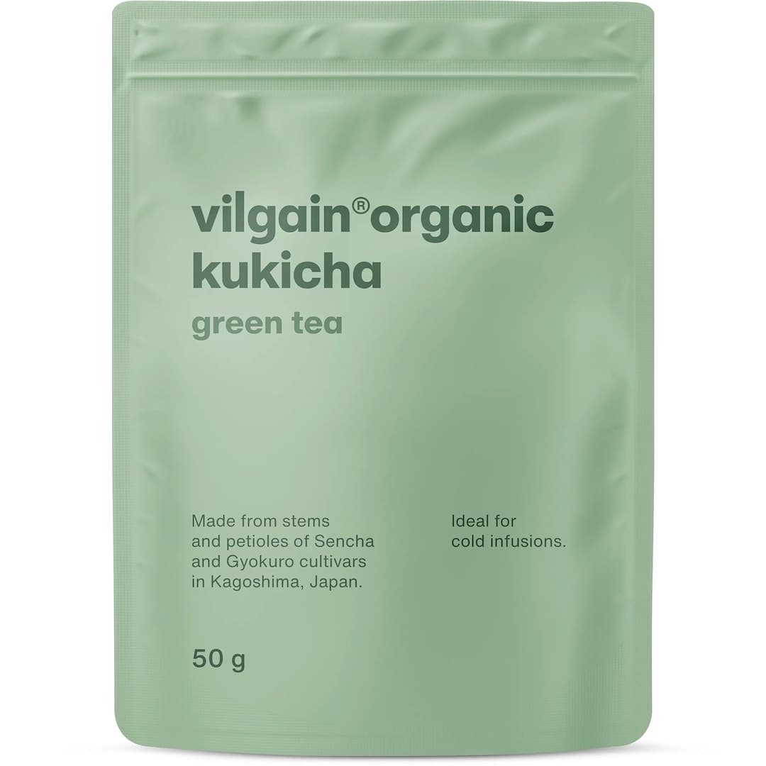 Vilgain - Organic Kukicha Green Tea 50g – Vilgain förpackning