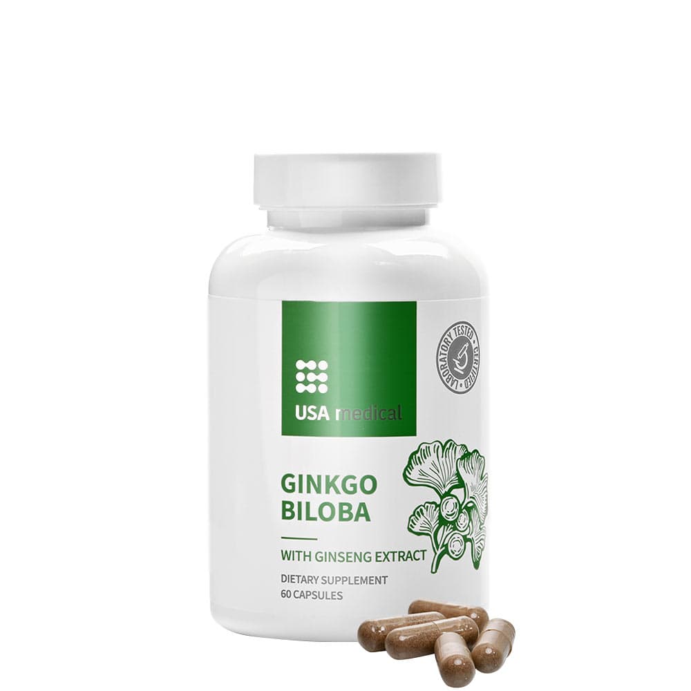 Usa Medical - Ginkgo Biloba With Ginseng Extract - 60 Caps