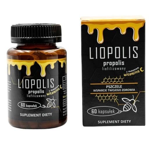 LioCare - Liopolis frystorkad propolis med Vitamin C - 60 kapslar – förpackning