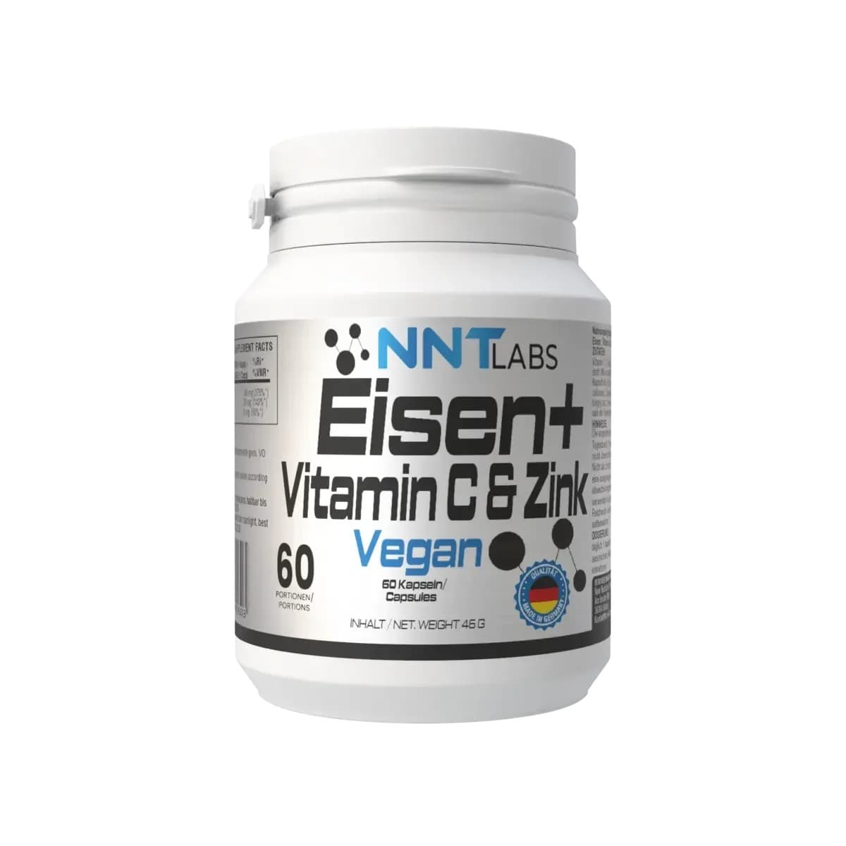 NNT Labs - Järn, Vitamin C och zink - 60 veganska kapslar – förpackning