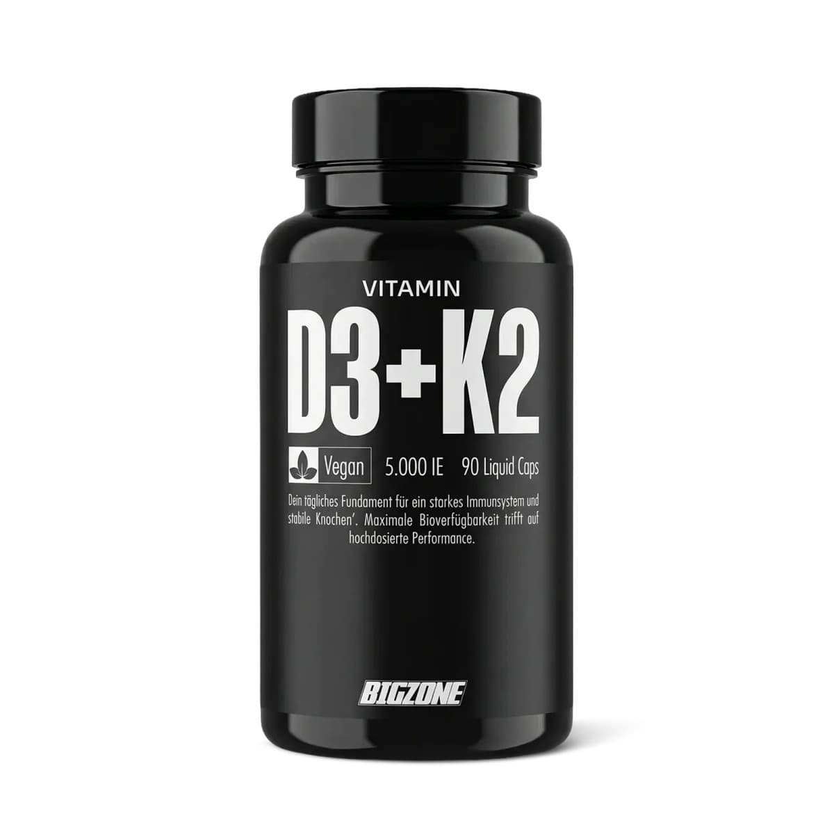 Big Zone - Vitamin D3 och K2 - 90 flytande kapslar – förpackning