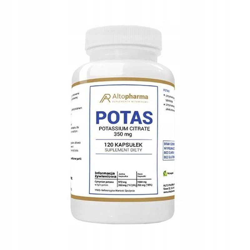 Altopharma - Potassium 350mg - 120 Vegan Capsules – Altopharma förpackning