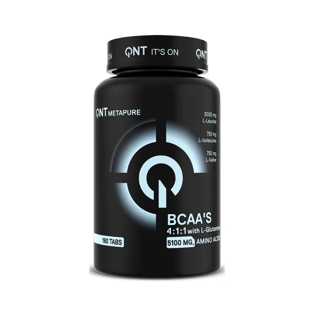 QNT - BCAA 4:1:1 + L-Glutamine - Unflavored - 180 tablets – QNT förpackning