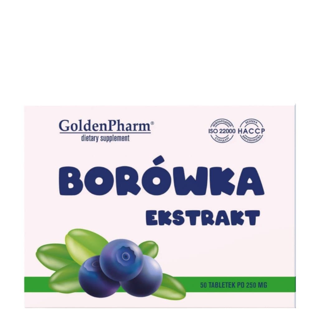GoldenPharm - Blueberry Extract - 50 tablets x 250 mg