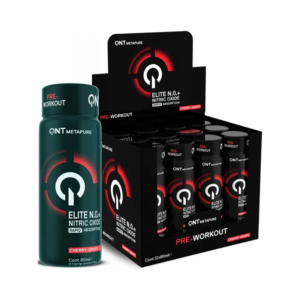 QNT - NO+ Elite Shot (12x80ml) - Cherry Grape – QNT förpackning