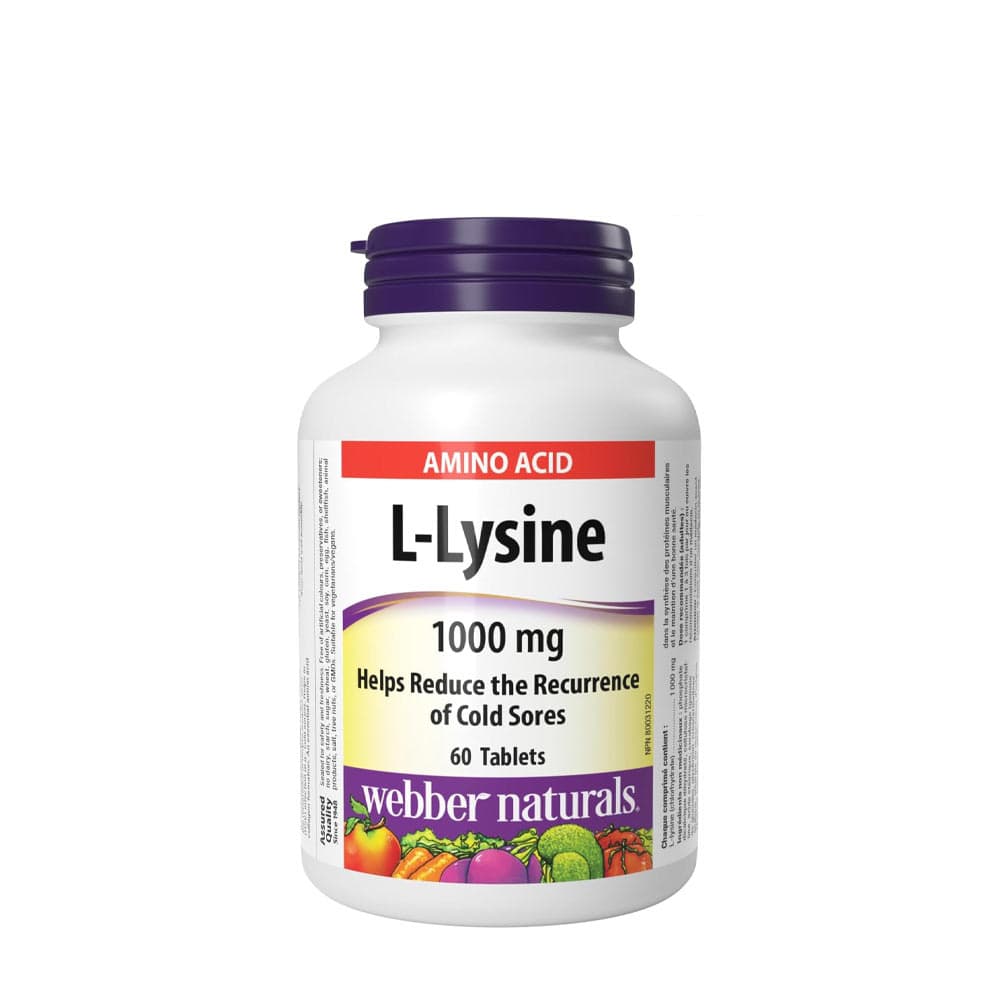 Webber Naturals L-Lysine 1000 mg - 60 Tablets – Webber Naturals förpackning