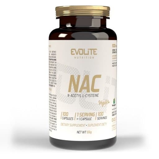 Evolite Nutrition - N-asetyyli-L-kysteiini (NAC) - 100 kapselia – Evolite Nutrition pakkaus