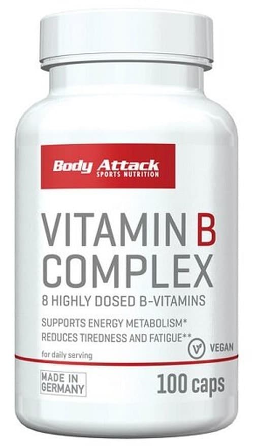 Body Attack - Vitamin B-komplex 100 - 100 kapslar – förpackning