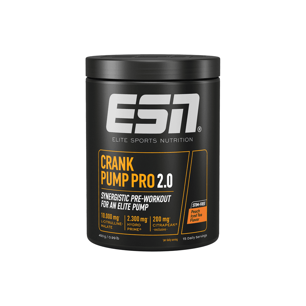 ESN (Elite Sports Nutrition) - Crank Pump Pro 2.0 - Persikoiste, 450 g – ESN (Elite Sports Nutrition) förpackning