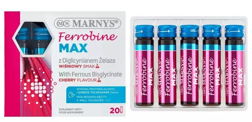 MARNYS - Ferrobine MAX 20 fiolek x 10 ml – MARNYS förpackning