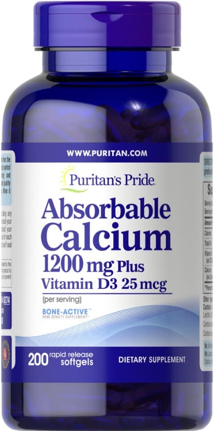Puritan's Pride - Absorbable Calcium Plus Vitamin D3 – Puritan's Pride förpackning