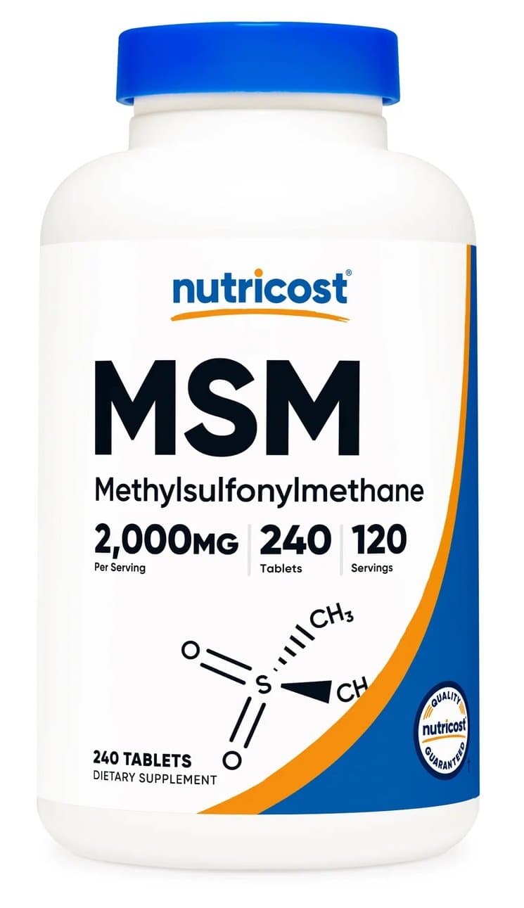 Nutricost - MSM 1000 mg - Metylosulfonylometan (240 tabl.) – Nutricost förpackning