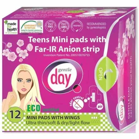 Gentle Day - Teens Mini Pads with Far-IR Anion Strip – Gentle day förpackning