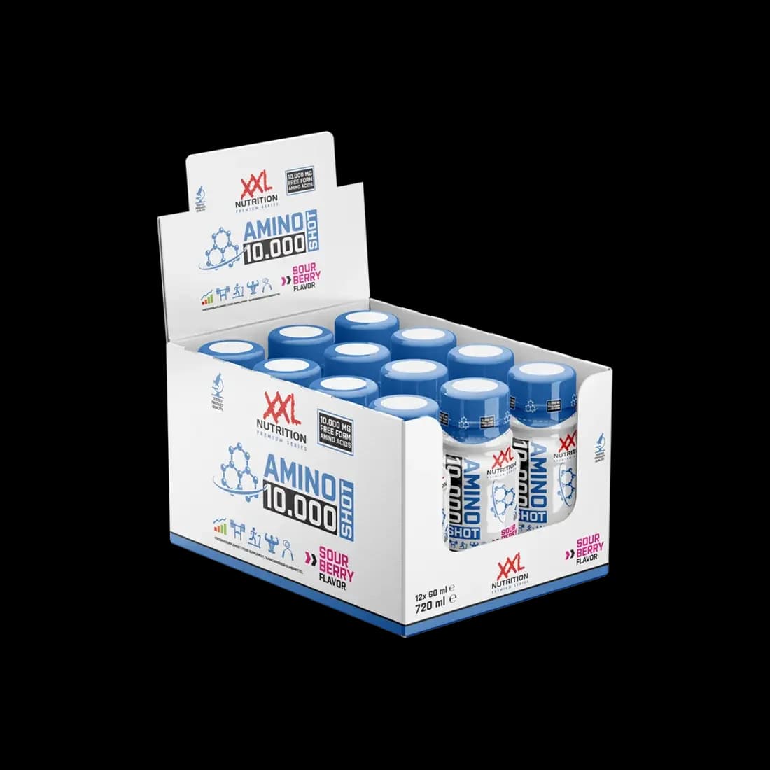 XXL Nutrition - Aminosyreshot - Syrlige bær, 12 × 60 ml – XXL Nutrition emballage