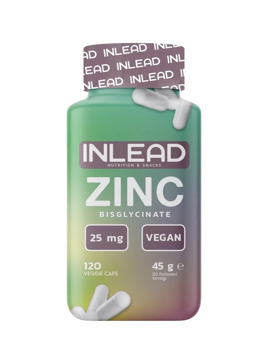 Inlead - Zinkbisglycinat - Naturell, 120 vegetabiliska kapslar (45 g) – förpackning