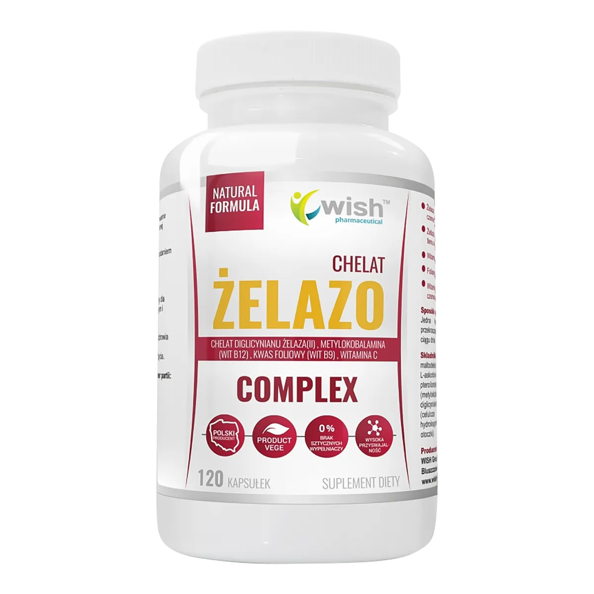 Wish - Iron Chelate Complex 120 Vegan Capsules – Wish förpackning
