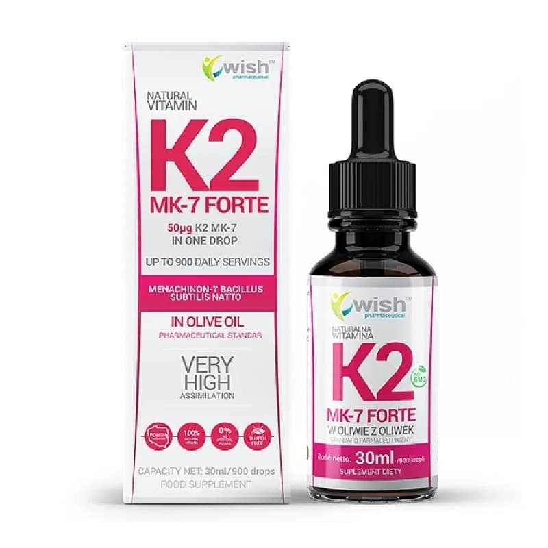Wish - Natural Vitamin K2 MK-7 Forte - 30ml / 900 drops – Wish förpackning