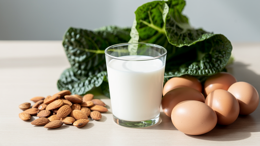 Mjolk, mandlar, agg och grona bladgronsaker som naturliga kallor till vitamin B2