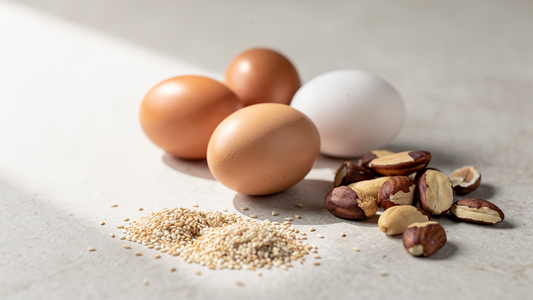 Ägg, paranötter och sesamfrön som naturliga källor till metionin