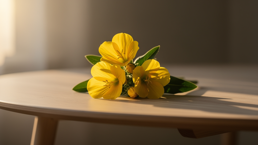 Gula nattljusblommor i mjukt kvällsljus