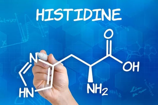 Illustration of the histidine molecule, highlighting its structure and chemical composition.