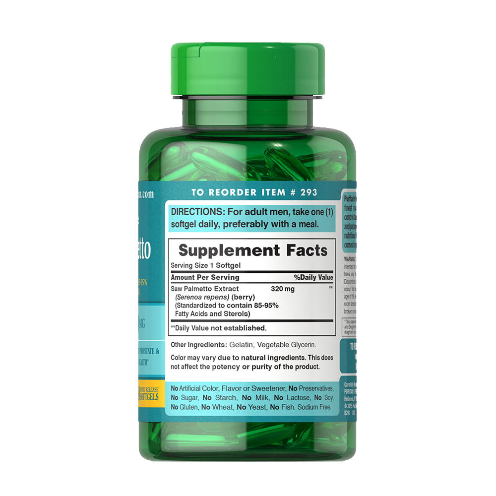 Puritan's Pride - Saw Palmetto Standardized Extract - 320mg, 60 Sgels