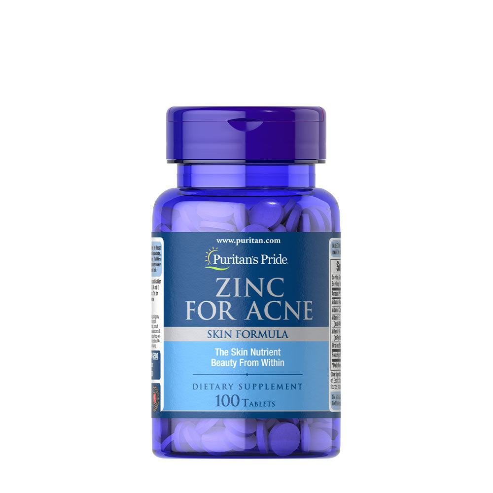 Puritan's Pride Zinc For Acne baksida näringsinformation