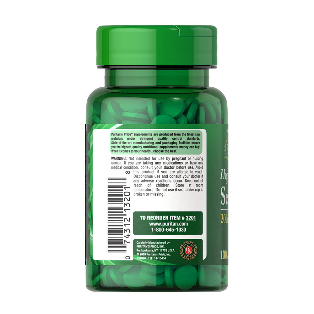 Puritan's Pride - Selen - 200mcg - 100 Tabletter