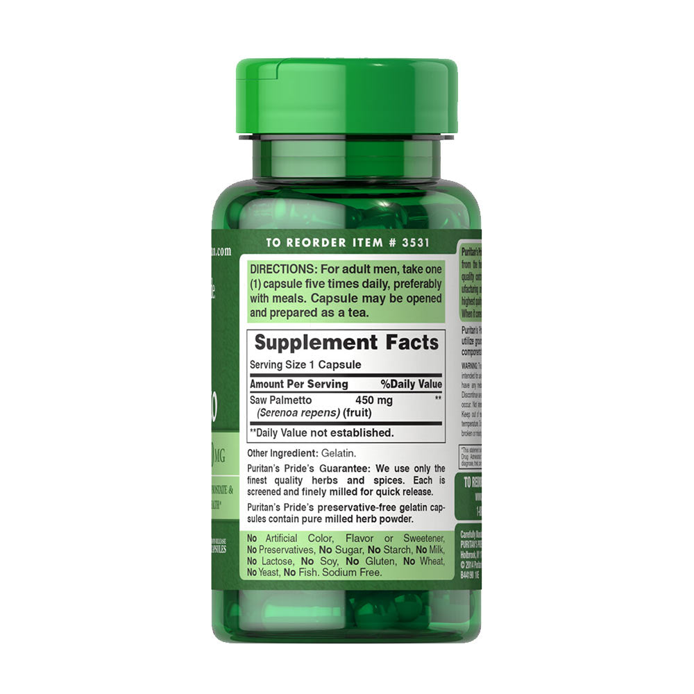 Puritan's Pride - Saw Palmetto Standardized Extract - 320mg, 60 Sgels