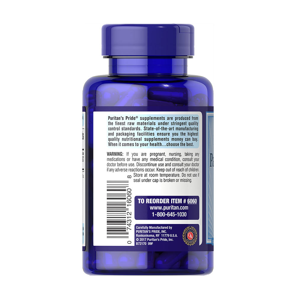 Puritan's Pride Pantothenic Acid ingredienser etikett